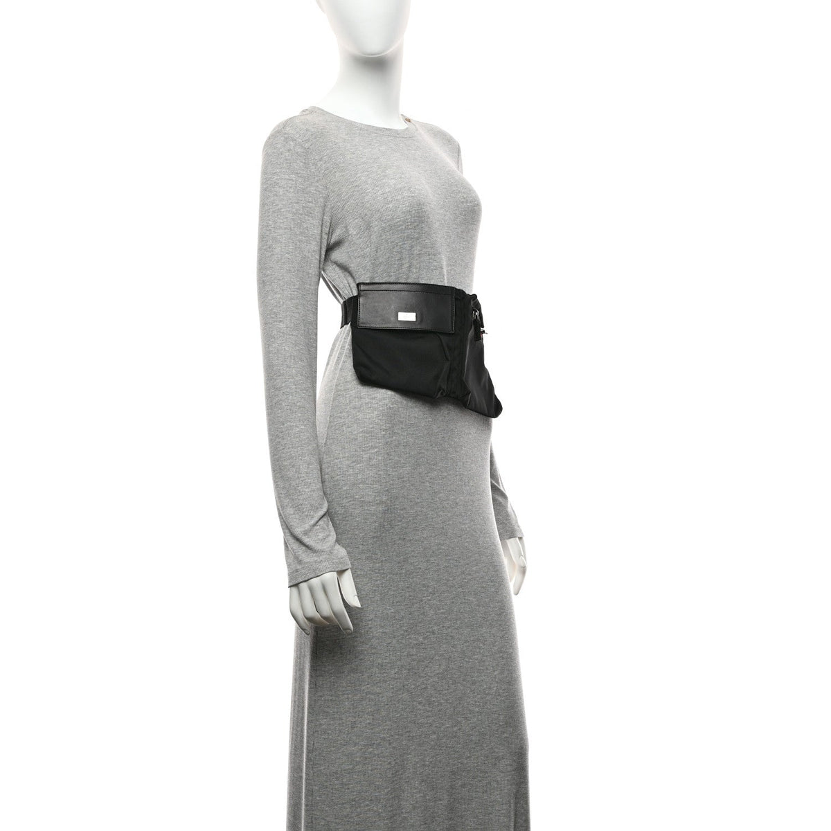 Canvas Double Pocket Belt Bag Black