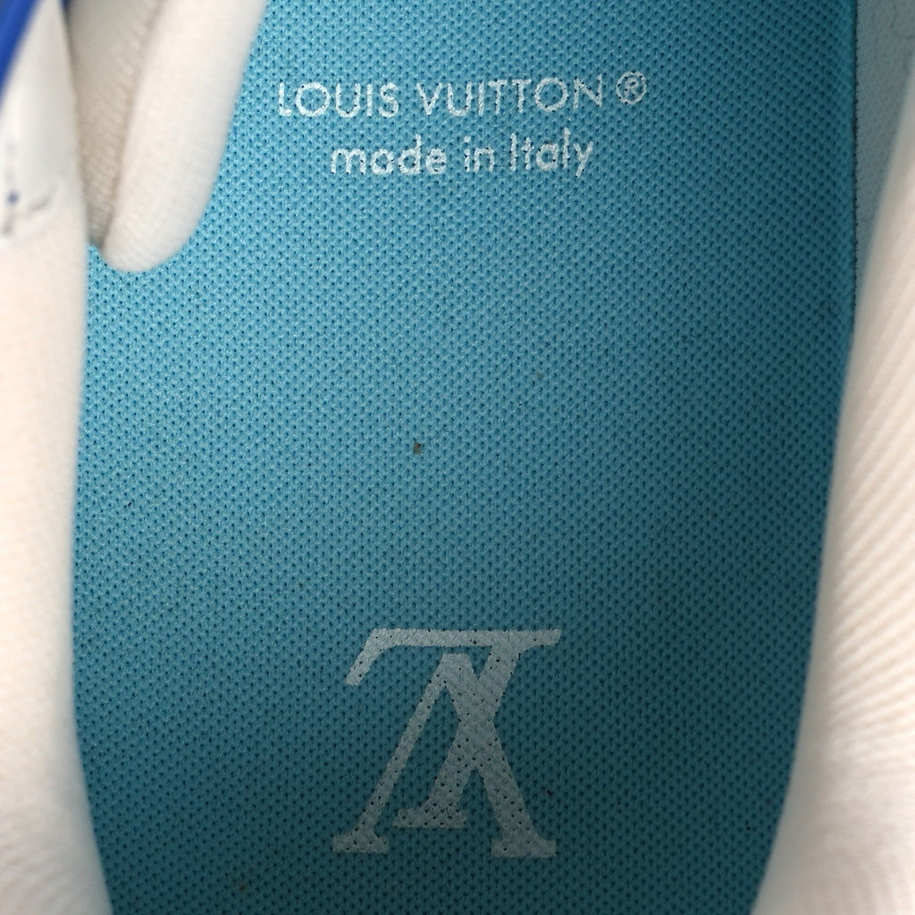 Calfskin Embossed Monogram Mens LV Trainer Sneakers 8.5 Blue