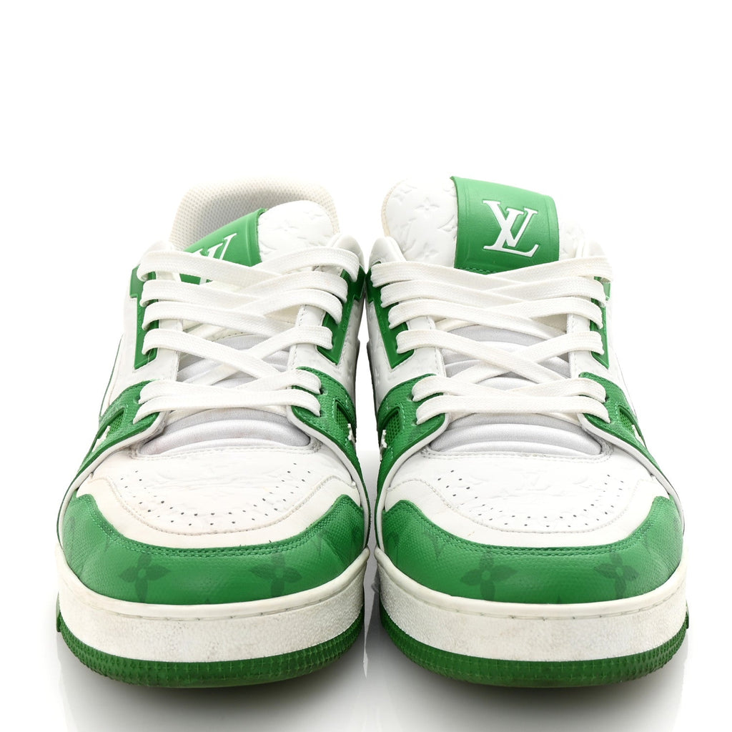 Calfskin Monogram Mens LV Trainer Sneakers 8 Green