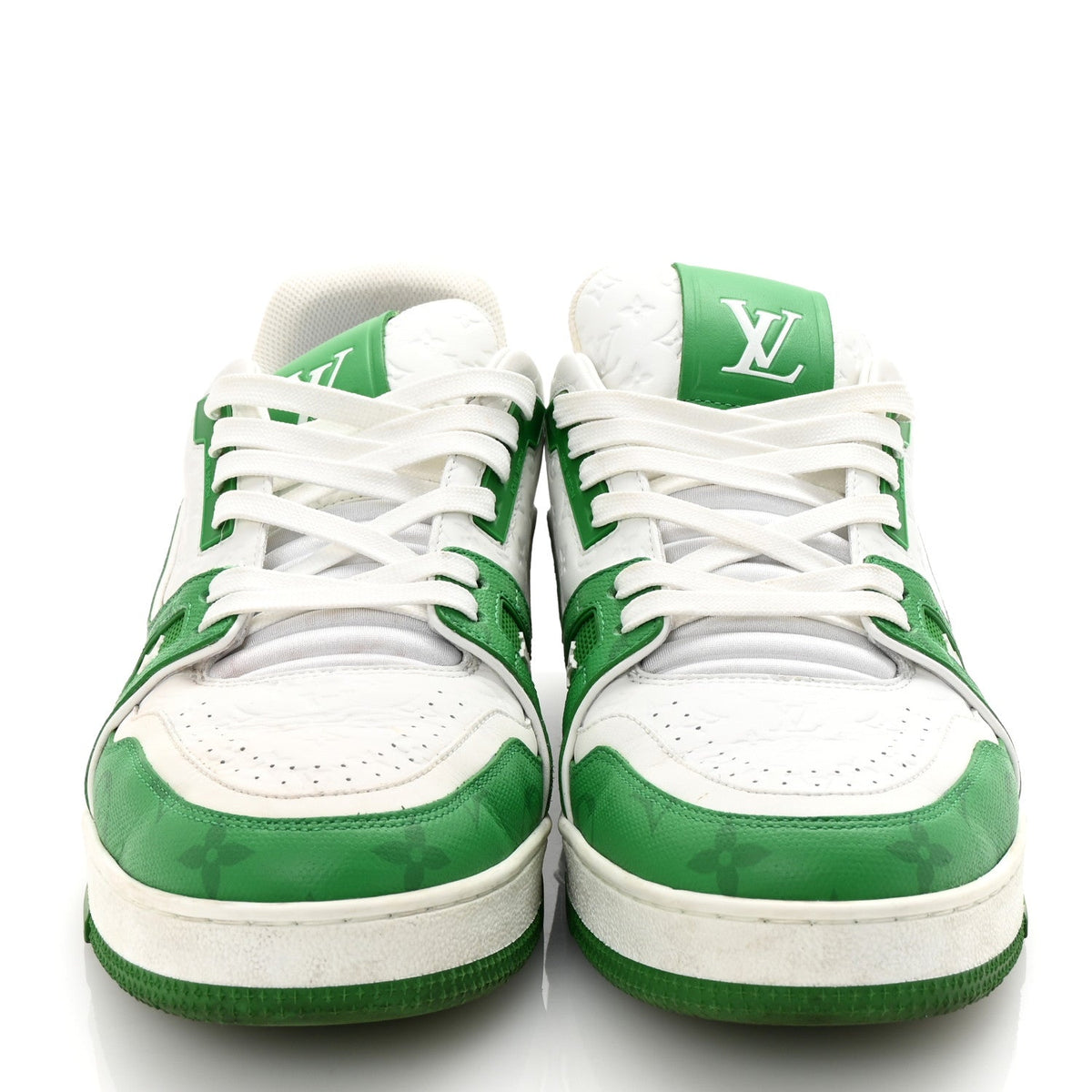 Calfskin Monogram Mens LV Trainer Sneakers 8 Green