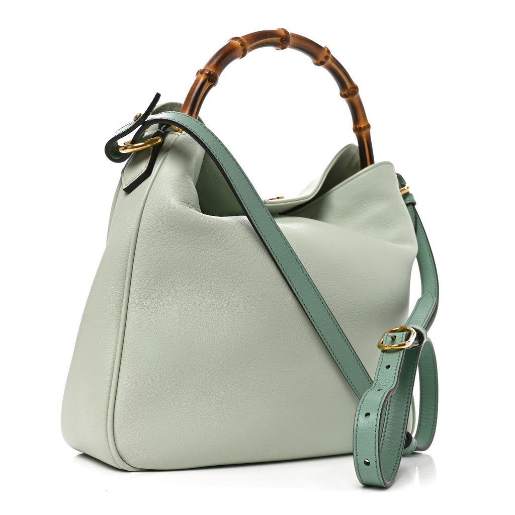 Softy Wonka Textured Dollar Calfskin Medium Diana Shoulder Bag Salvy Green