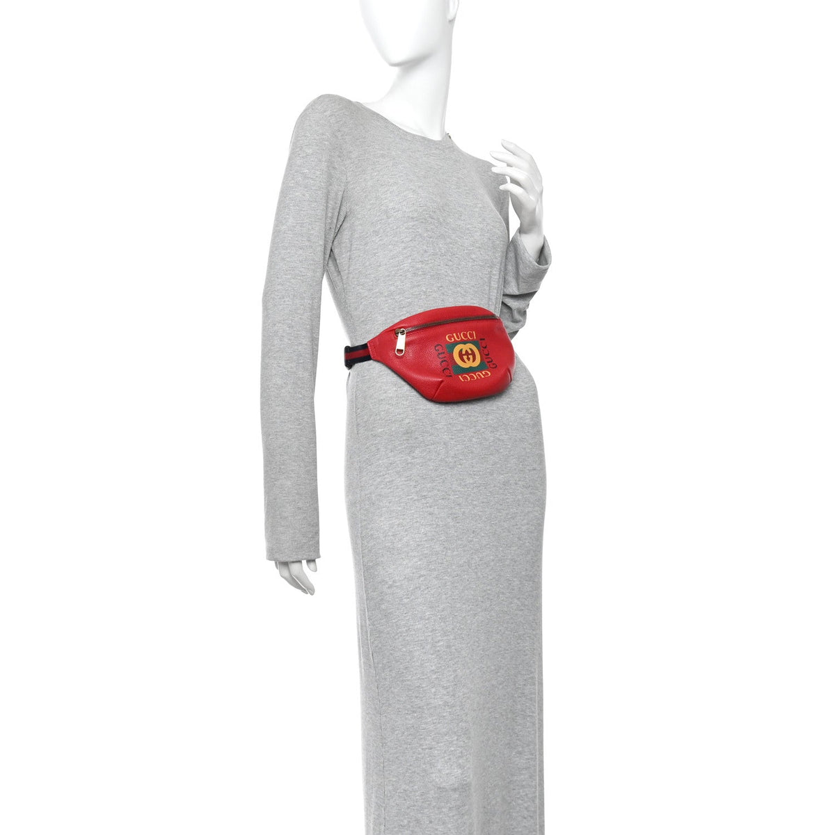 Grained Calfskin Small Logo Belt Bag Hibiscus Red