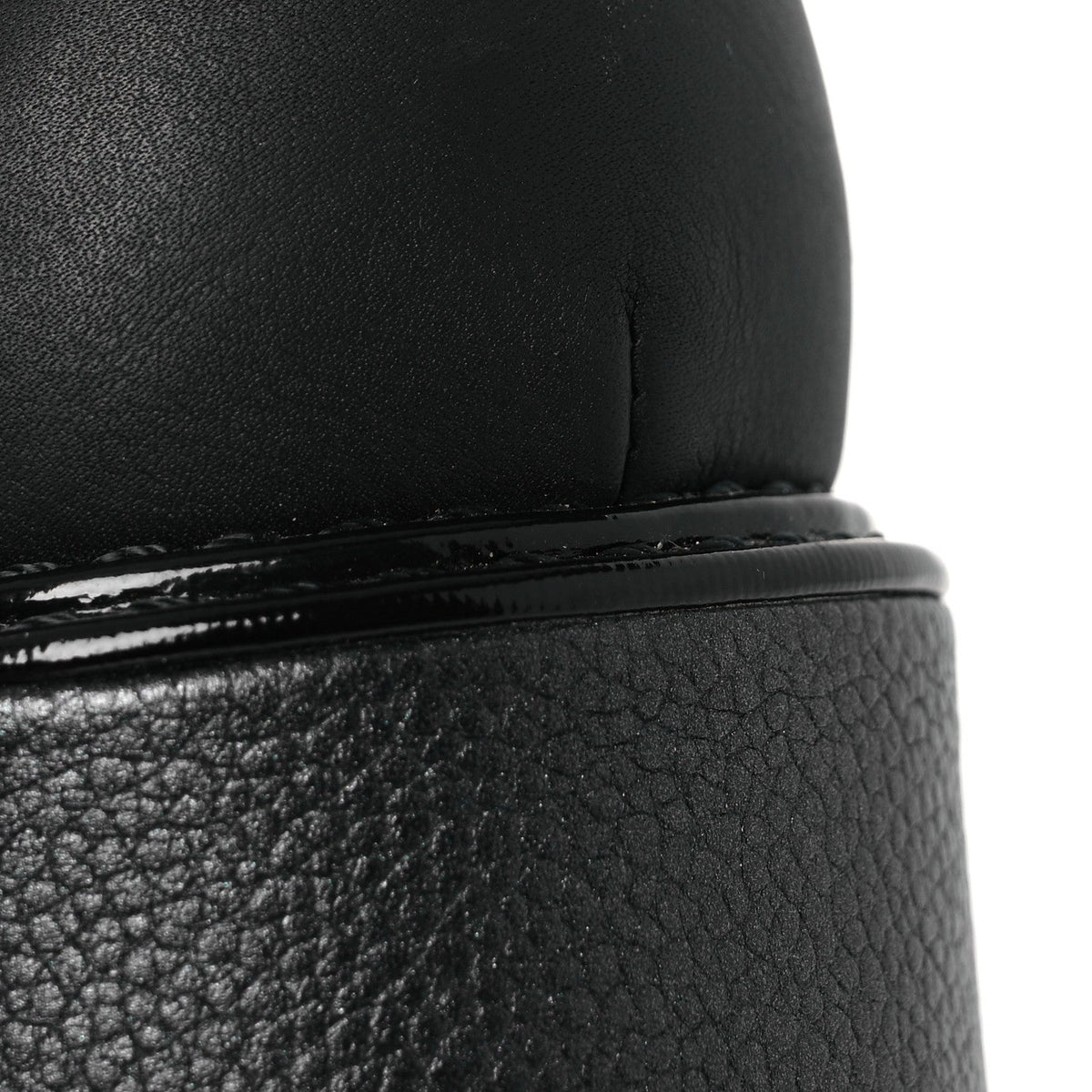 Pearly Calfskin Patent Calfskin Lace Up Combat Boots 38 Black