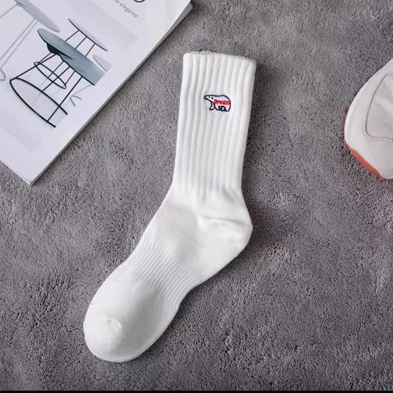 Men socks embroider cartoon knee high