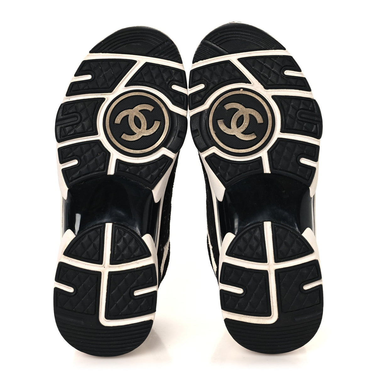 Suede Calfskin Printed CC Sneakers 36 White Black