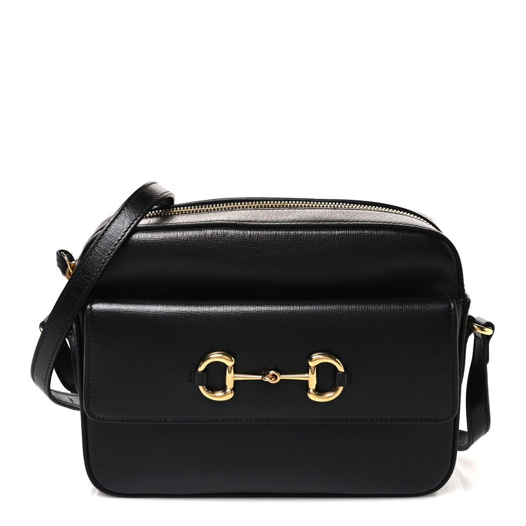 Textured Calfskin Small Horsebit 1955 Shoulder Bag Black Black