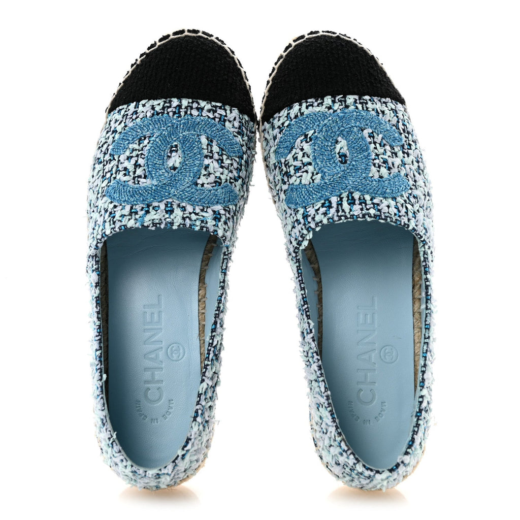 Tweed CC Espadrilles 36 Navy Blue Green Blue