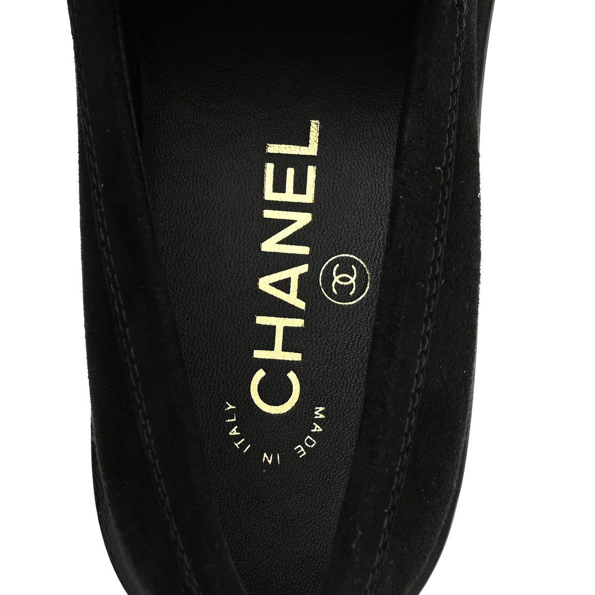 Suede Kidskin Crystal CC Loafers 37 Black