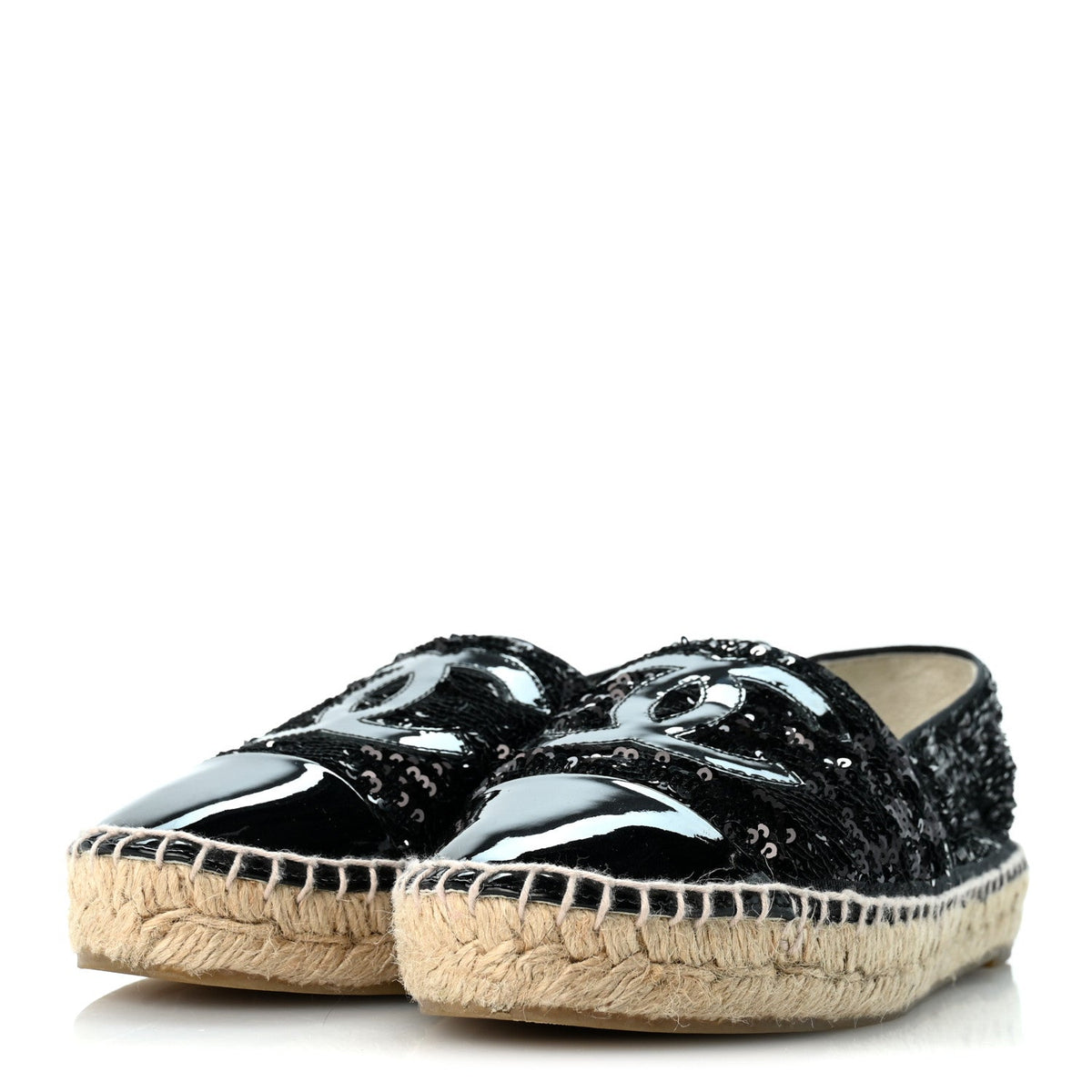 Patent Sequin CC Espadrilles 38 Black