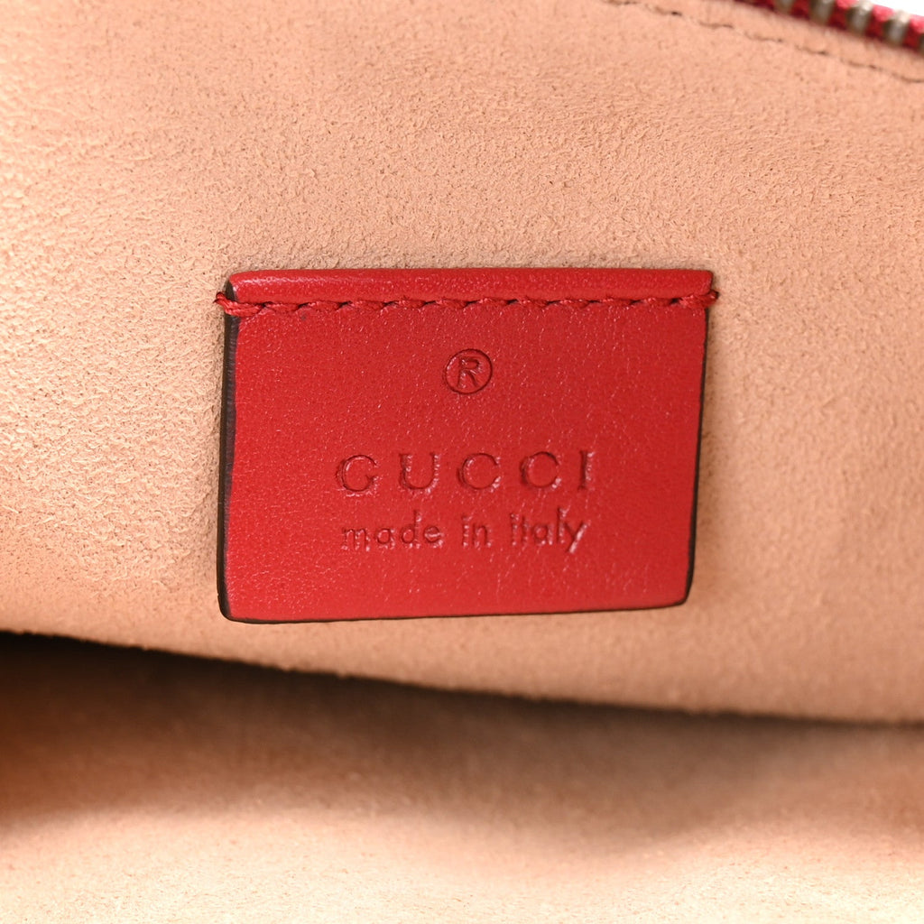 Calfskin Matelasse Small GG Marmont Double Zip Shoulder Bag Hibiscus Red