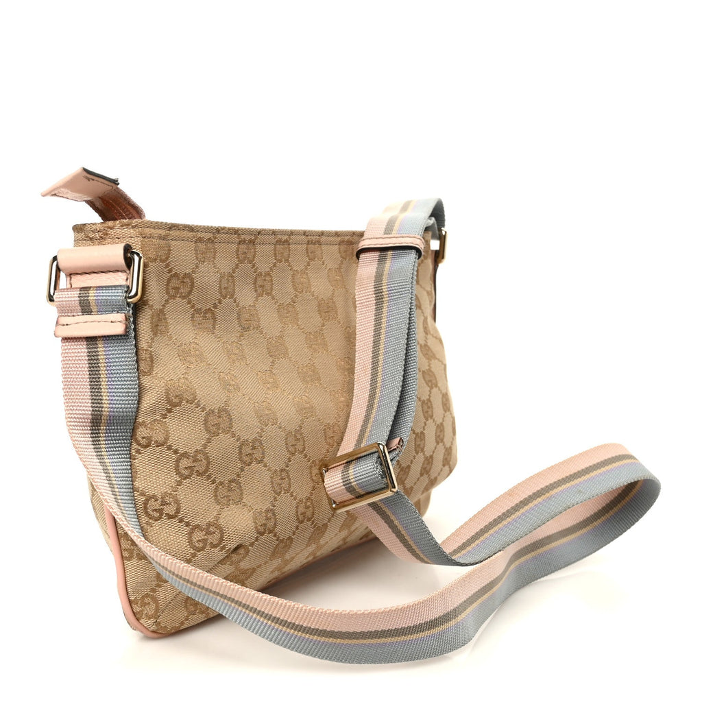 Monogram Web Small Flat Messenger Crossbody Pink Blue