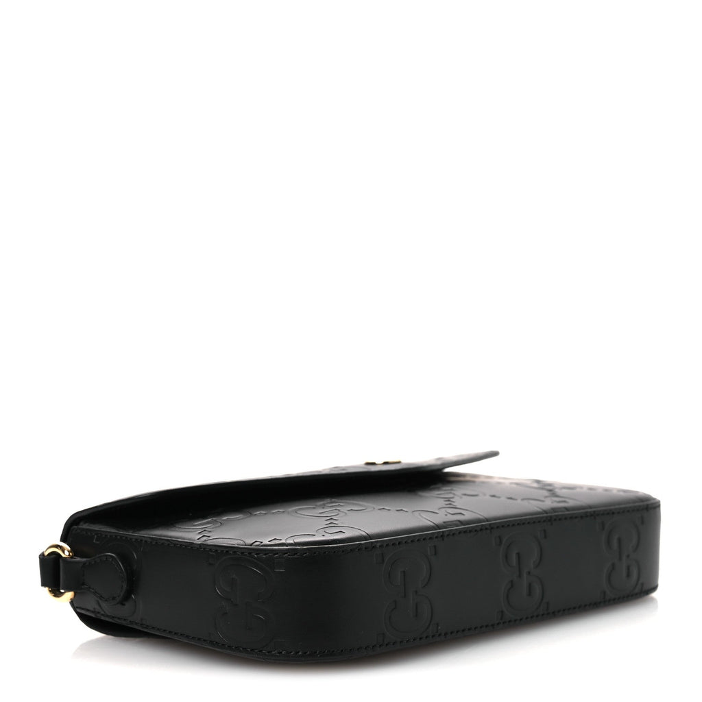 Gilbert Calfskin GG Super Mini Shoulder Bag Black