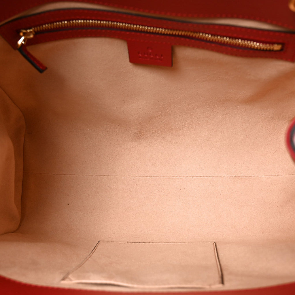 Nappa Bamboo Small Nymphaea Top Handle Bag Hibiscus Red