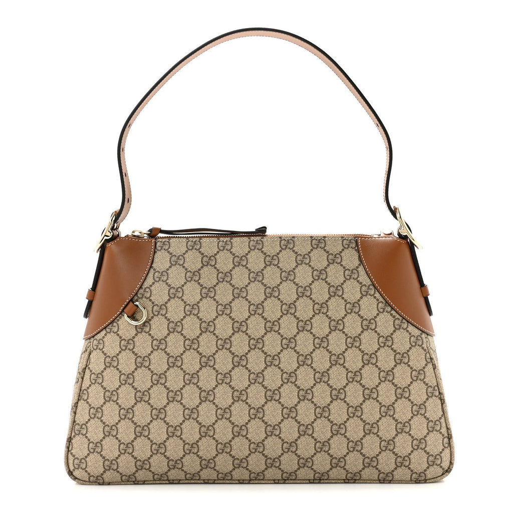 GG Supreme Monogram Emblem Medium Shoulder Bag Beige Ebony Sundial