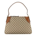 GG Supreme Monogram Emblem Medium Shoulder Bag Beige Ebony Sundial