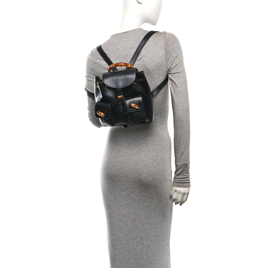 Calfskin Bamboo Backpack Black