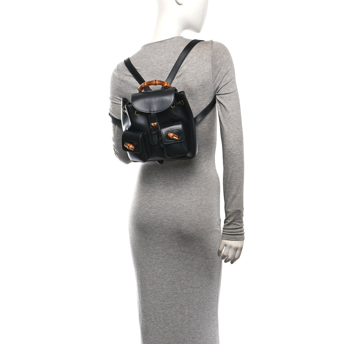 Calfskin Bamboo Backpack Black