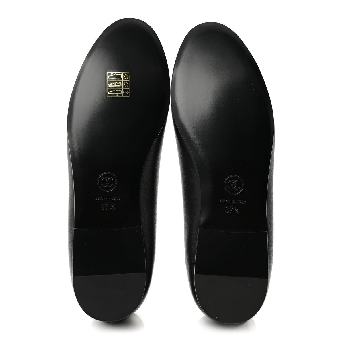 Lambskin Patent Cap Toe Ballerina Flats 37.5 Black