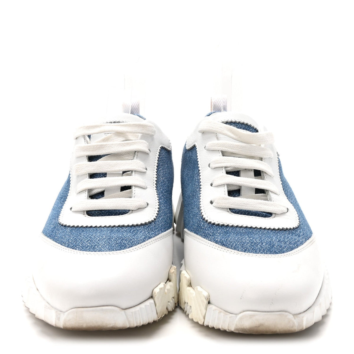 Denim Suede Goatskin Bouncing Sneakers 37 Bleu Clair White