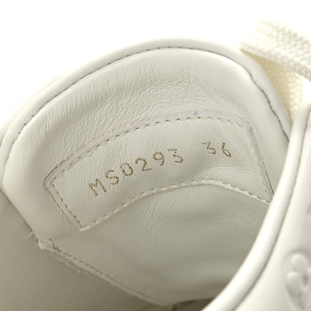 Calfskin Monogram Embossed Front Row Sneakers 36 White