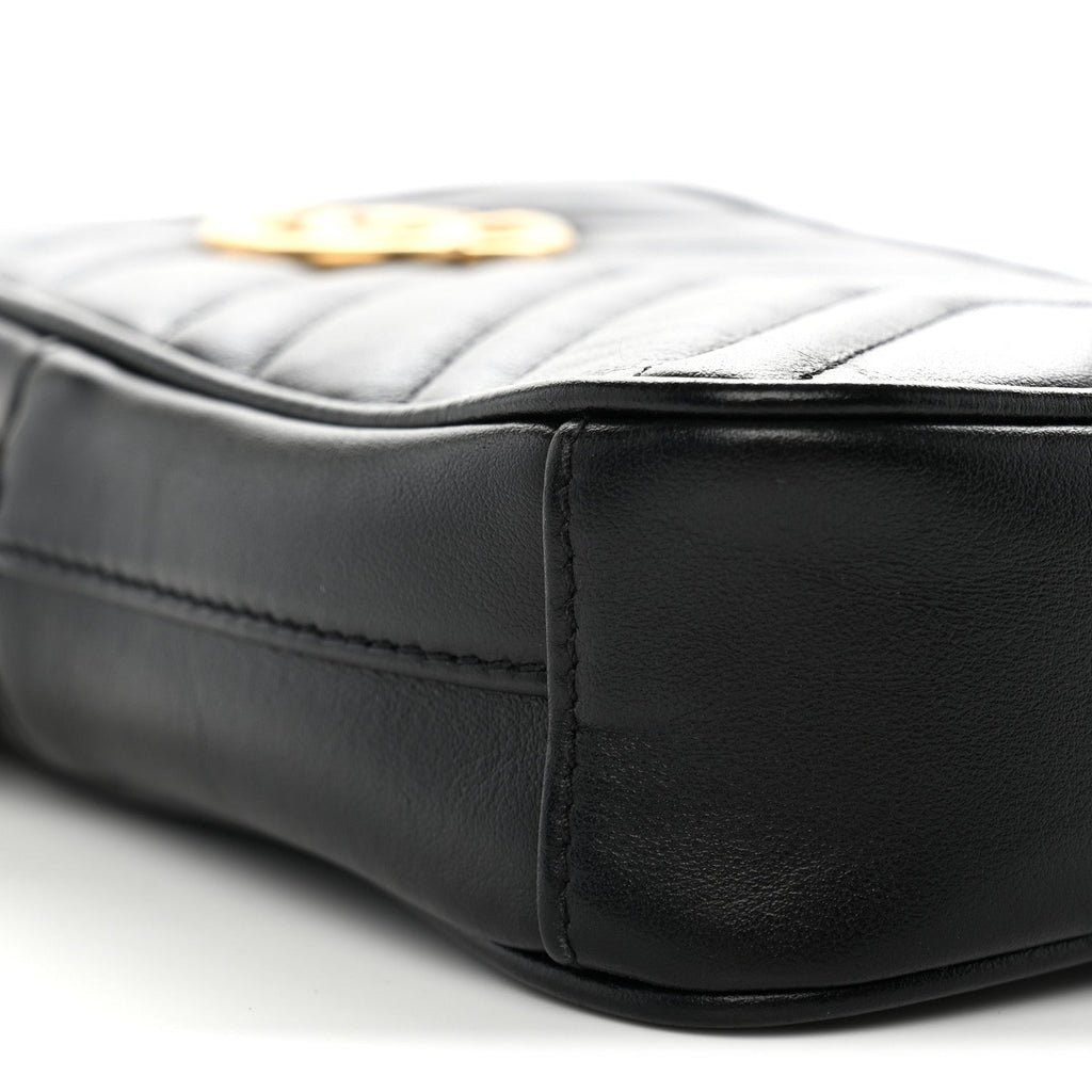 Calfskin Matelasse Mini GG Marmont Crossbody Bag Black