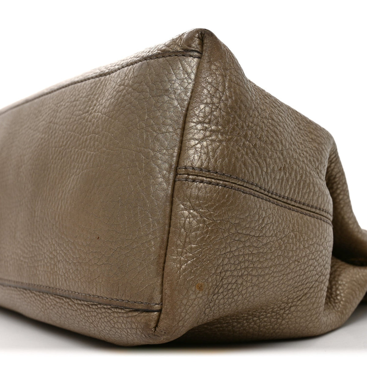 Metallic Pebbled Calfskin Medium Soho Chain Shoulder Bag Golden Beige