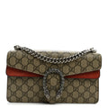 GG Supreme Monogram Suede Crystal Small Dionysus Shoulder Bag Beige Ebony Vulcanic Red