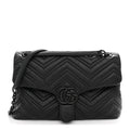 Soft Calfskin Matelasse Monochrome Medium GG Marmont Shoulder Bag Black