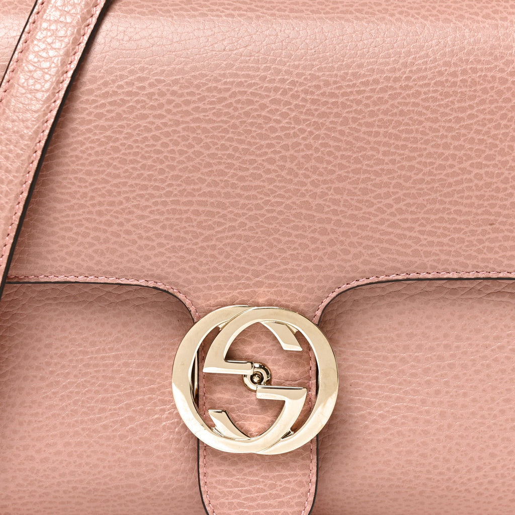 Dollar Calfskin Interlocking G Top Handle Shoulder Bag Soft Pink