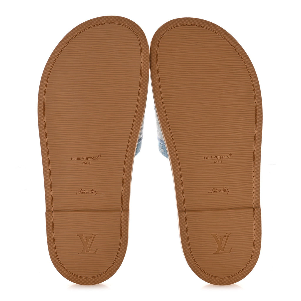 Monogram Denim LV Bliss Womens Comfort Mules 41 Turquoise