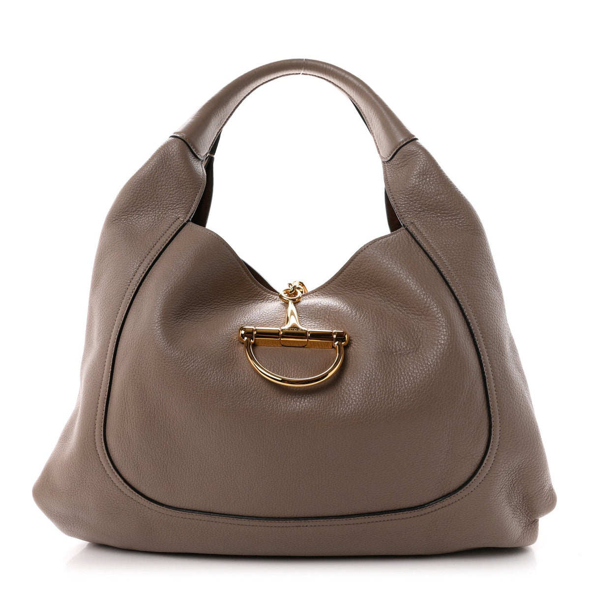 Grained Calfskin Softbit Maxi Shoulder Bag Taupe