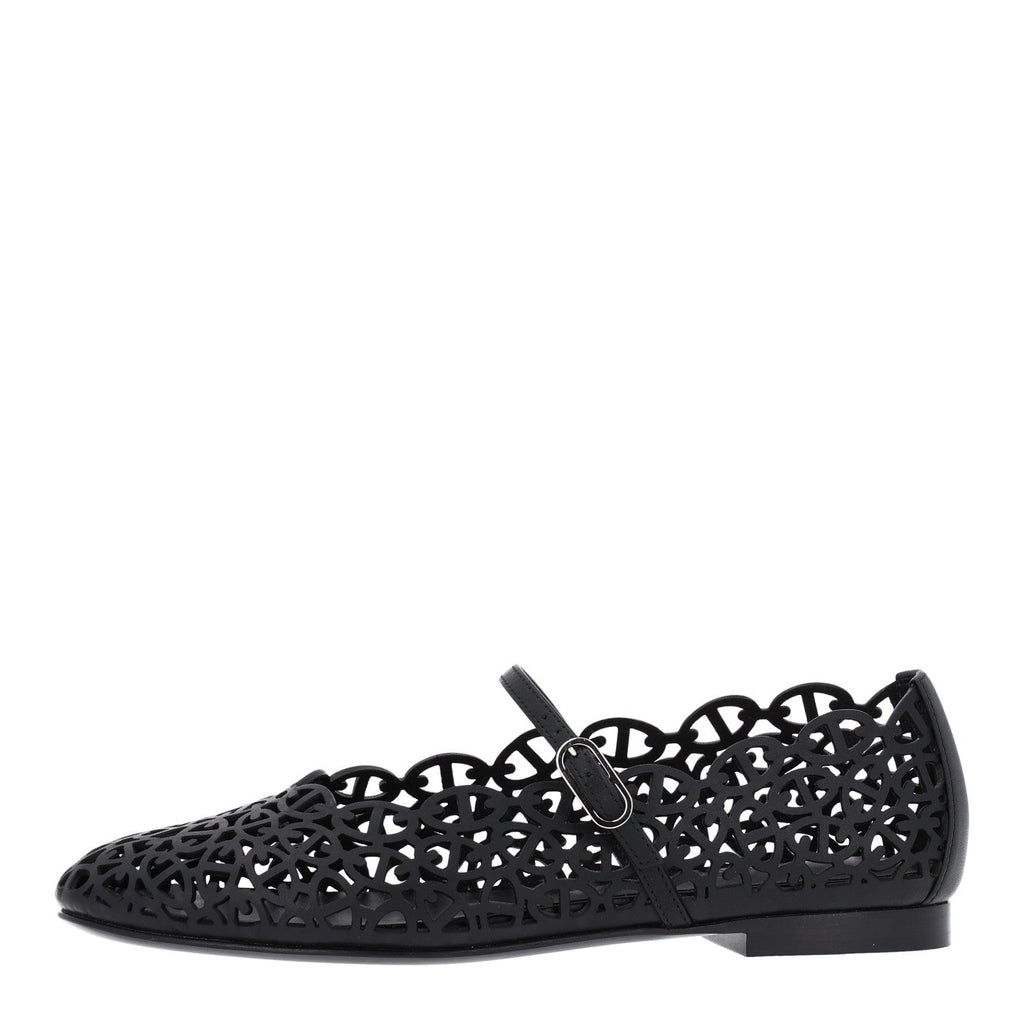 Calfskin Chaine d'Ancre Meli Ballet Flats 36 Black