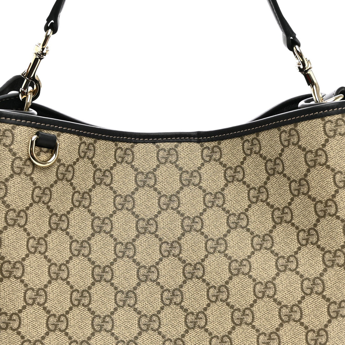 GG Supreme Monogram Medium Emblem Bucket Bag Beige Dark Brown Black