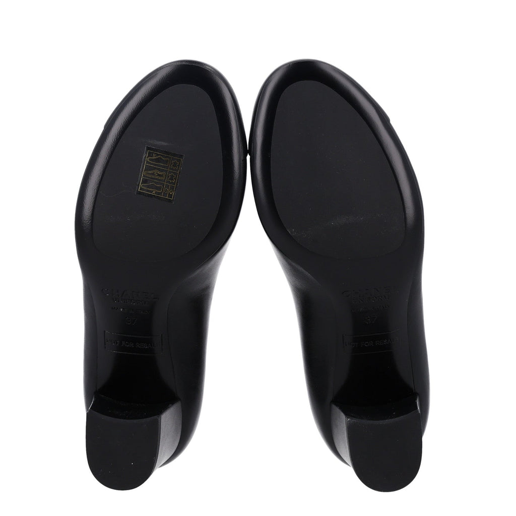 Lambskin Cap Toe CC Uniform Pumps 37 Black