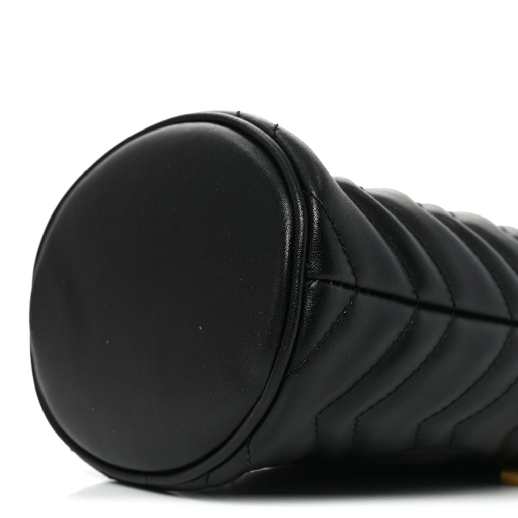 Calfskin Matelasse Mini GG Marmont 2.0 Bucket Bag Black