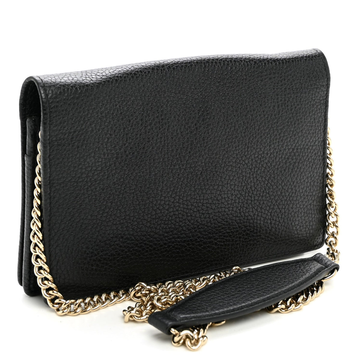 Pebbled Calfskin Soho Wallet On Chain Black