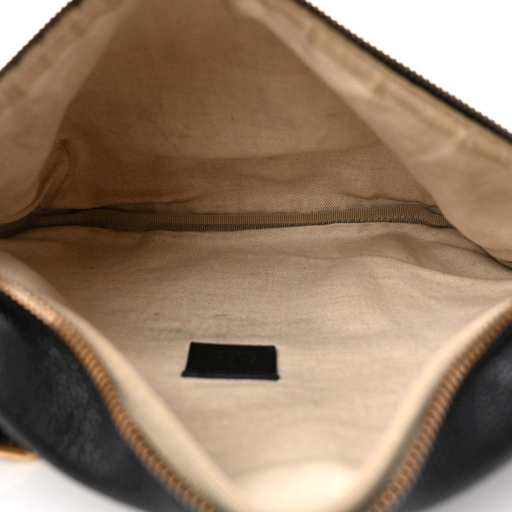 Grained Calfskin Logo Belt Bag Black