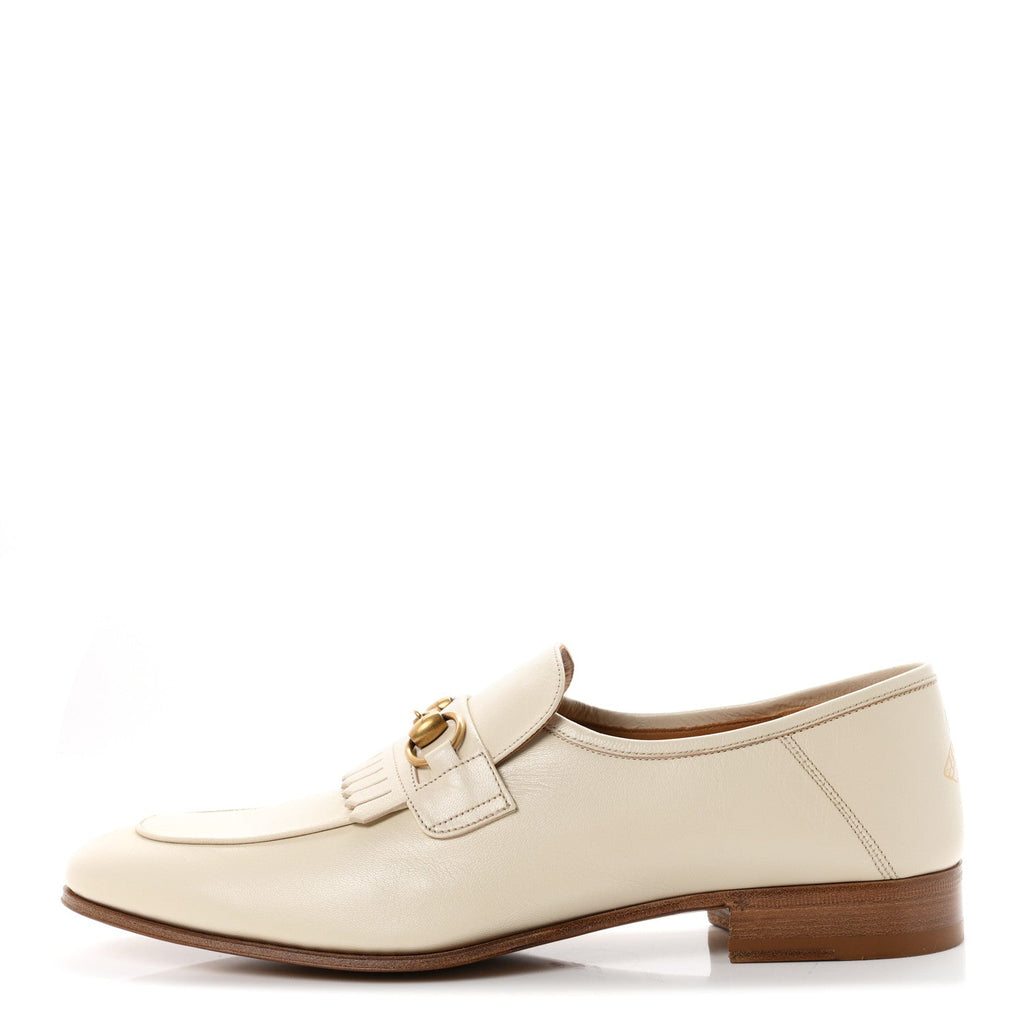 Calfskin Horsebit Fringe Mens Jordaan Loafers 10.5 Ivory