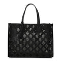 Calfskin GG Monogram Diamond Cut Medium Ophidia Tote Bag Black