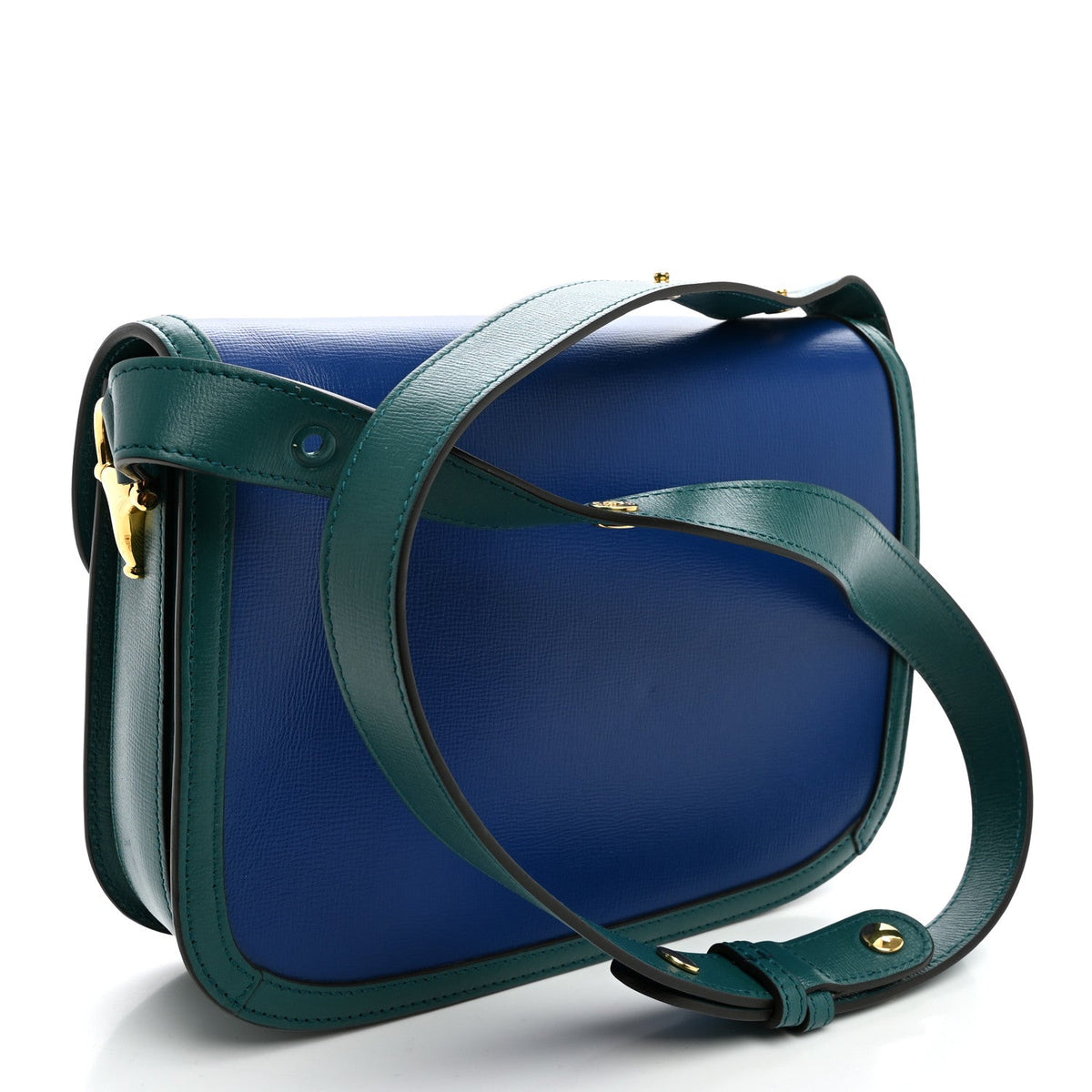 Azalea Calfskin Horsebit 1955 Shoulder Bag Imperial Blue Pavone