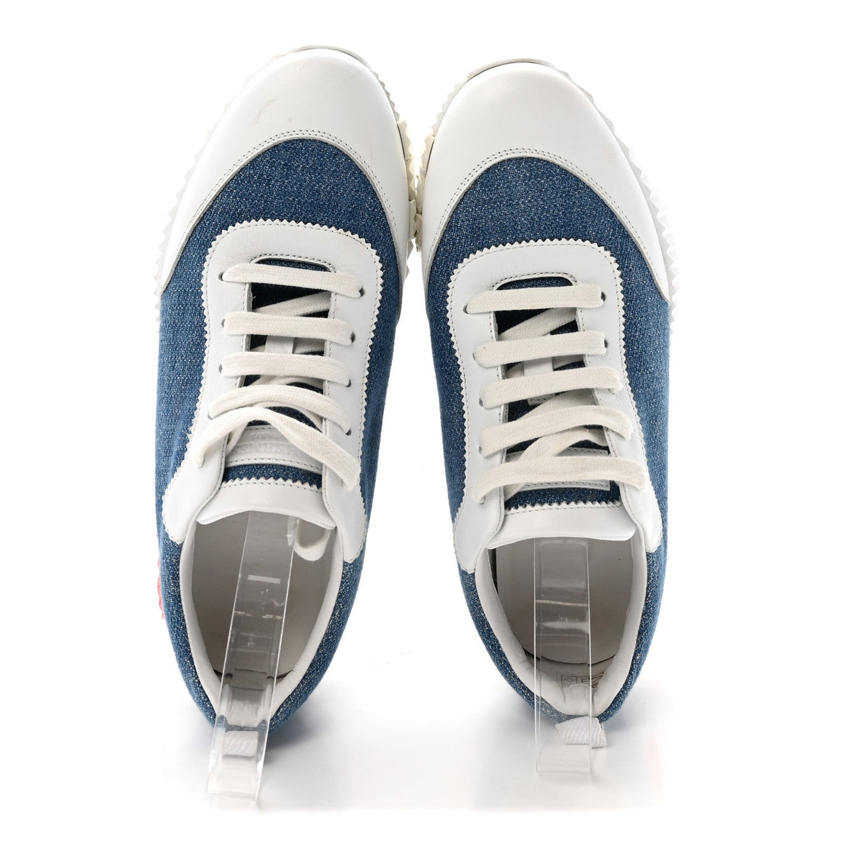 Denim Suede Goatskin Bouncing Sneakers 37 Bleu Clair White