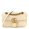 Calfskin Matelasse Mini GG Marmont Shoulder Bag White