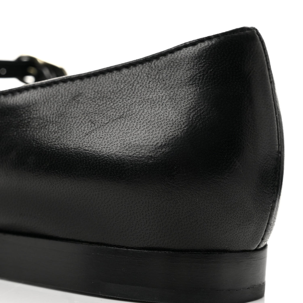 Lambskin Grosgrain Cap Toe CC Mary Jane Flats 37 Black