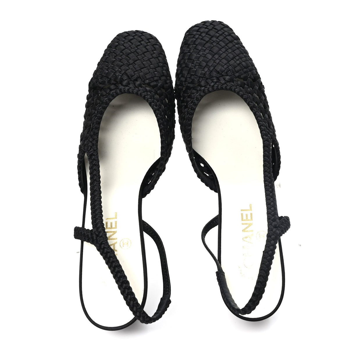 Satin Braided Slingback Pumps 40 Black