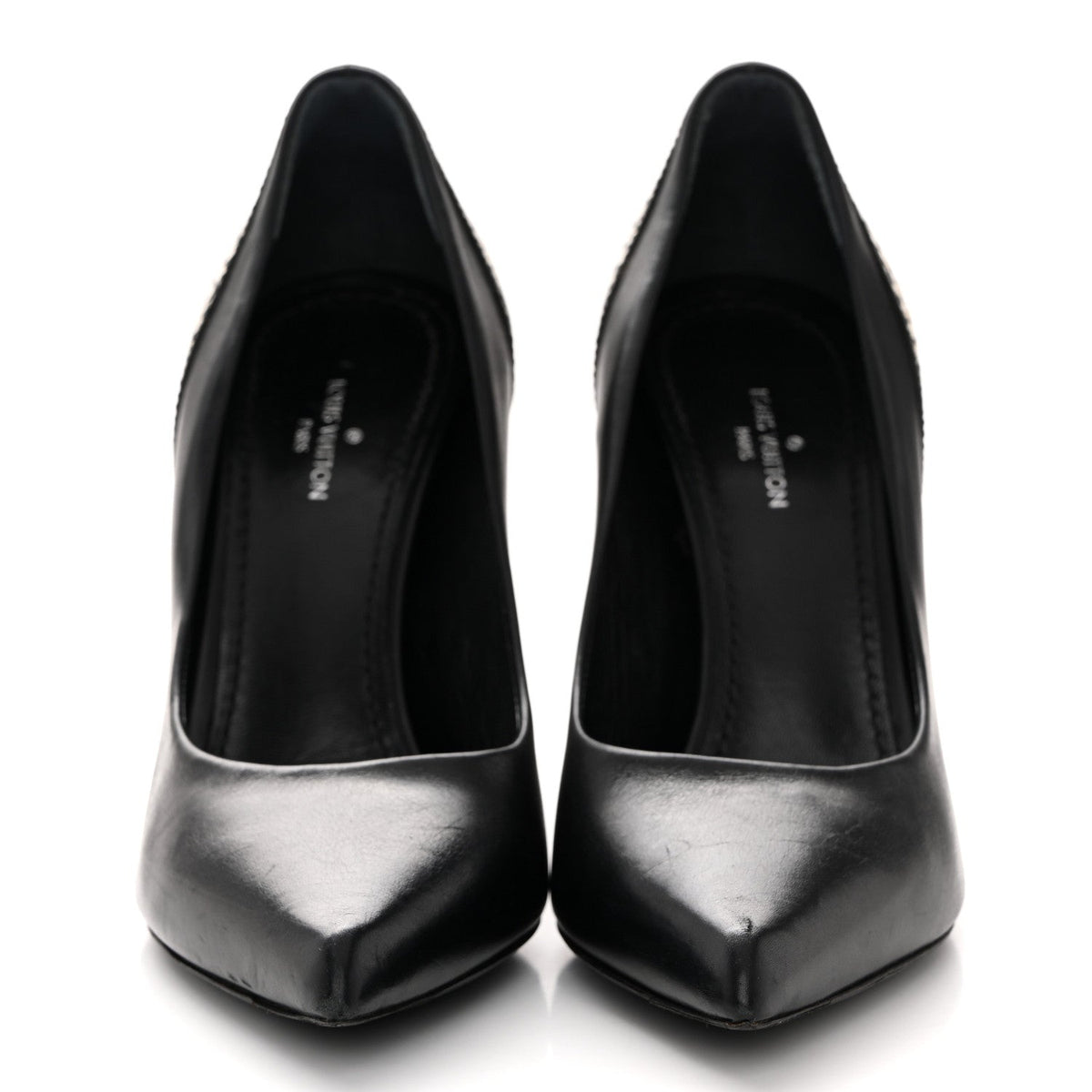 Calfskin Snakeskin Embossed Matchmake Pumps 35 Black White
