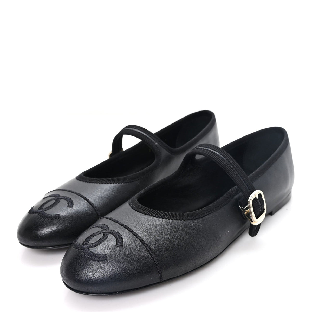 Lambskin Mary Jane Flats 40.5 Black