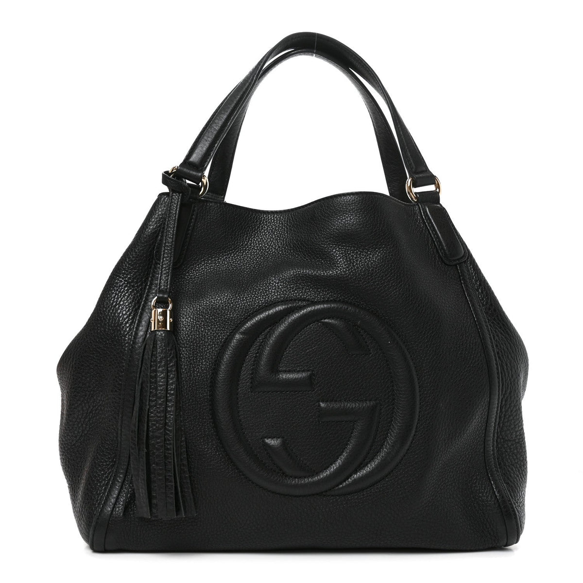 Pebbled Calfskin Medium Soho Shoulder Bag Black