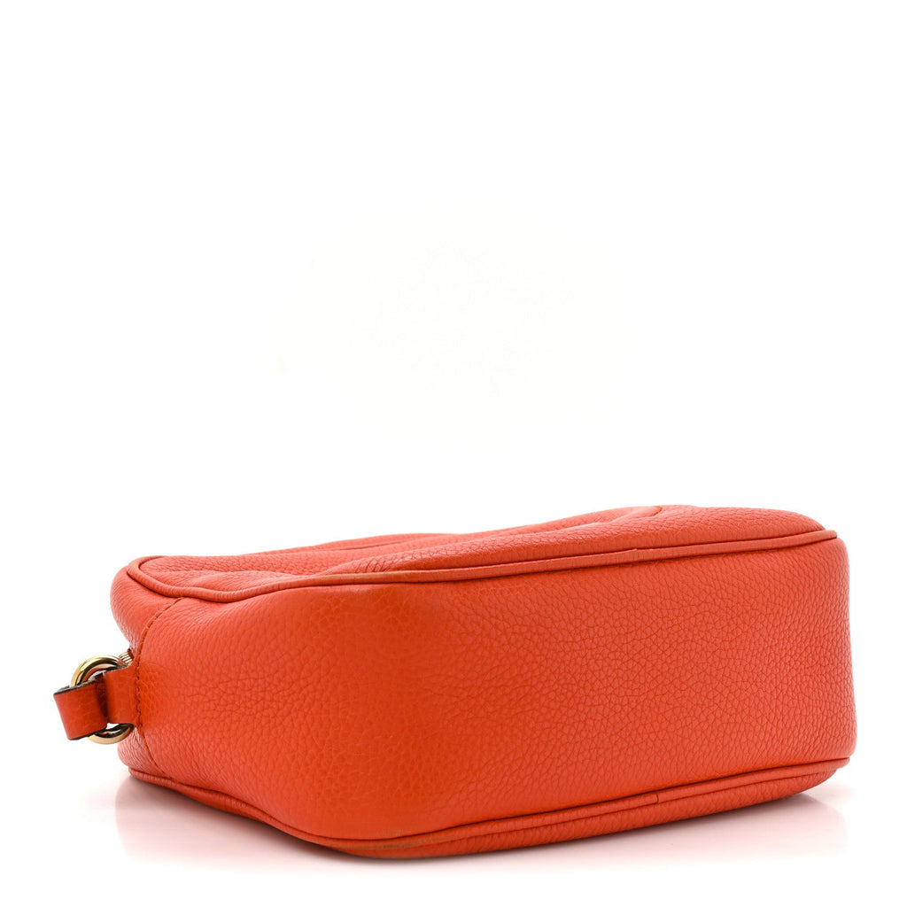 Pebbled Calfskin Small Soho Disco Bag Sun Orange