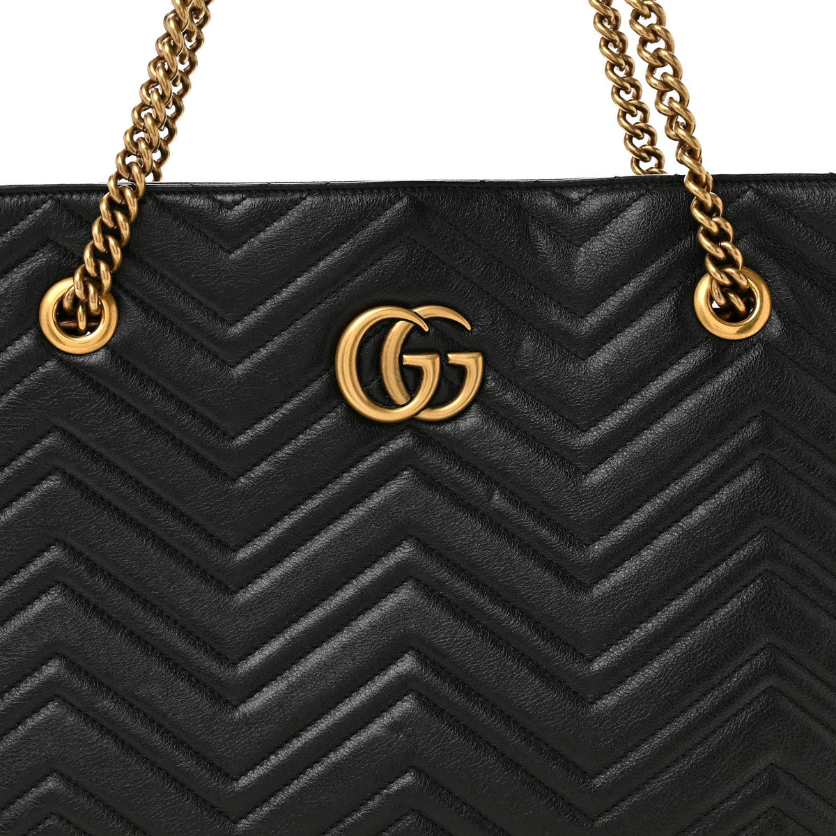 Vintage Calfskin Matelasse Medium GG Marmont Slim Tote Black