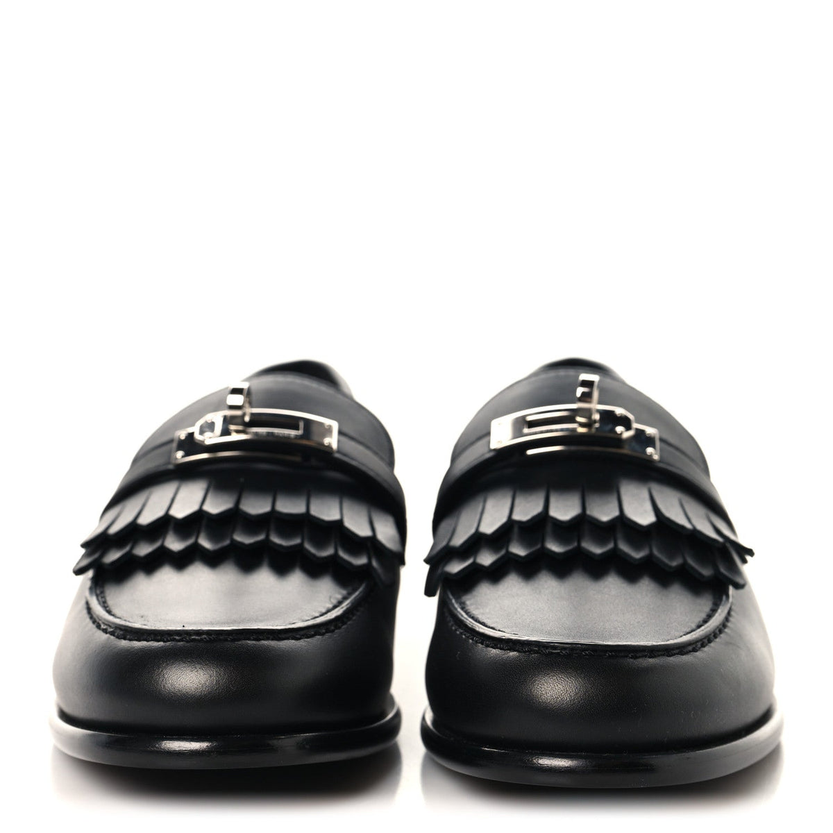 Fringed Calfskin Womens Destin Loafer 37 Black